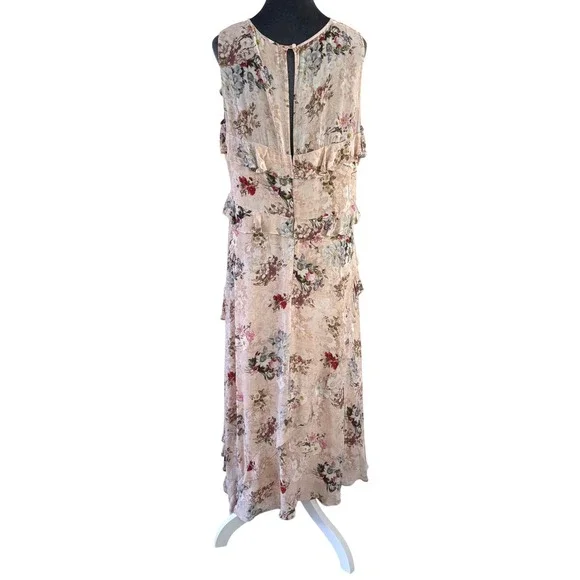 Sundance Floral Maxi XL Boho Fairycore Sleeveless Ruffle Asymmetrical Hem Blush - Picture 2 of 11